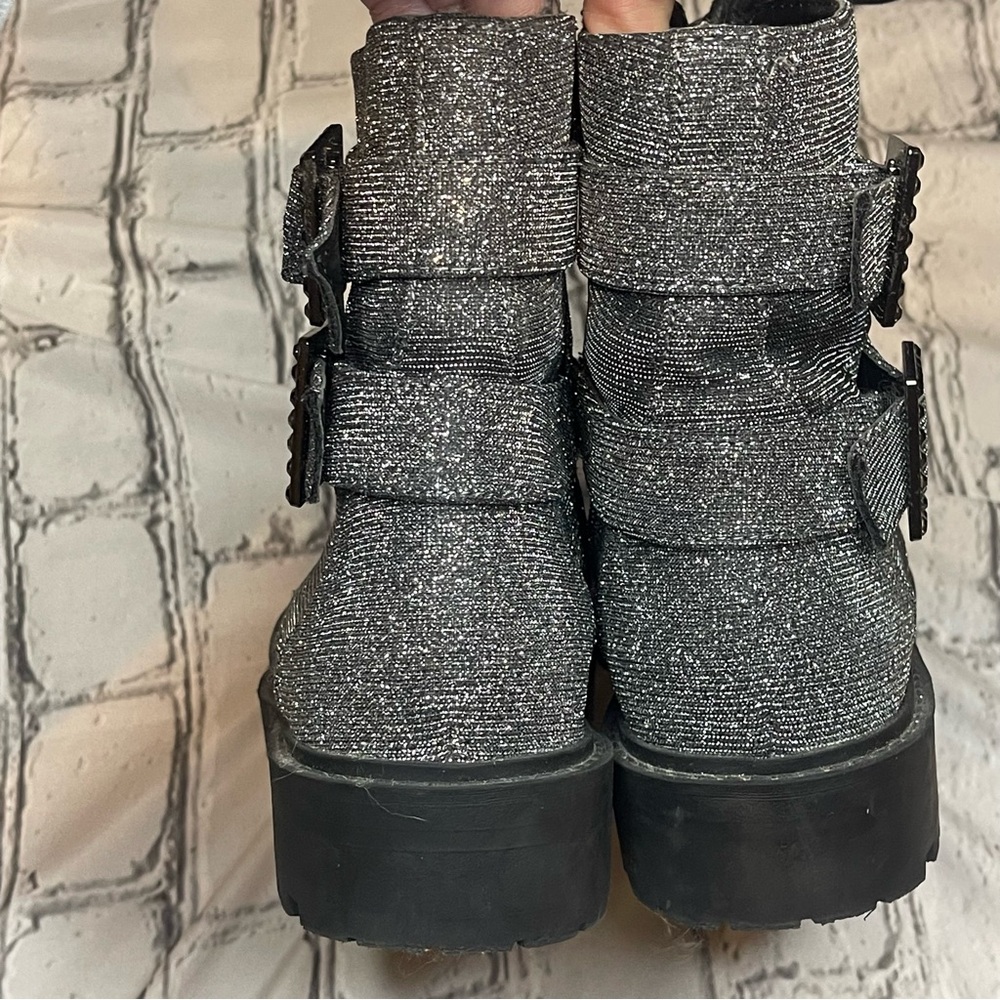 Jessica Simpson KERINA Pewter Glitter Combat Boots - Picture 8 of 9